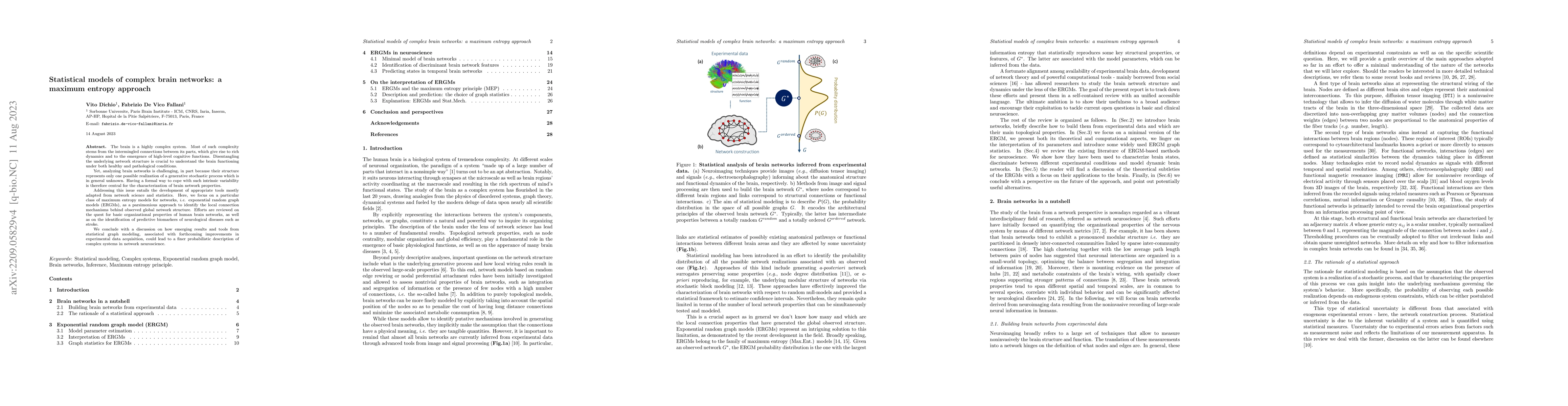 Thumbnail for Statistical models of complex brain networks: a maximum entropy approach