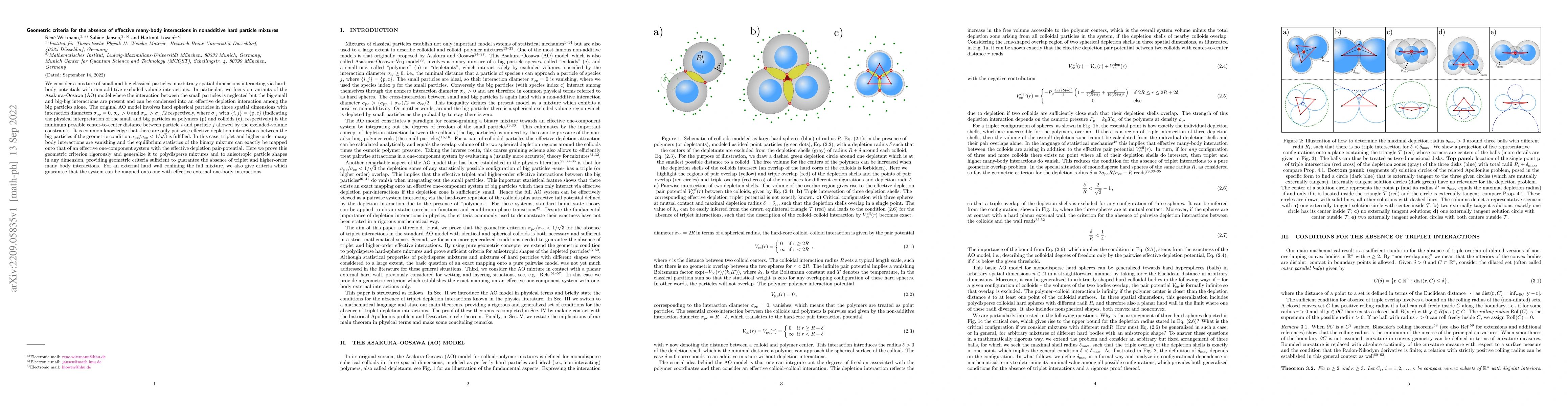 Thumbnail for Geometric criteria for the absence of effective many-body interactions
  in nonadditive hard particle mixtures