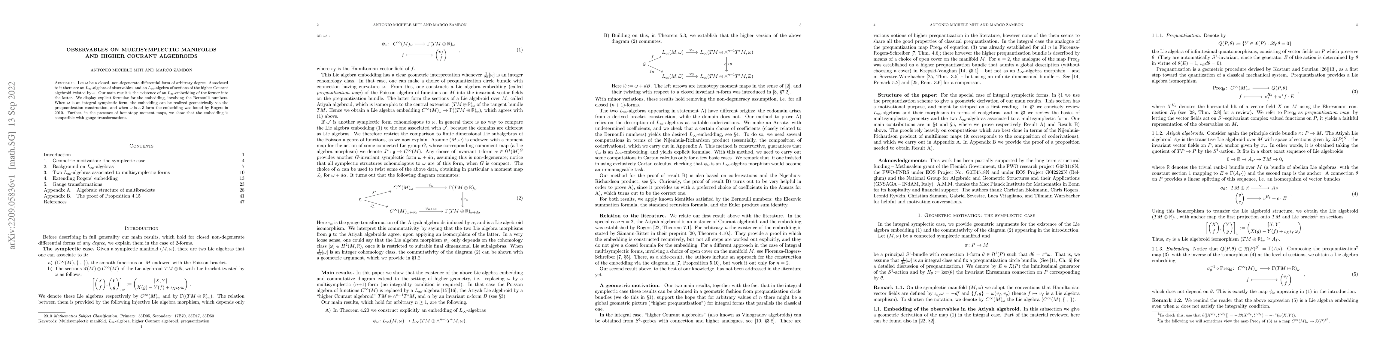Thumbnail for Observables on multisymplectic manifolds and higher Courant algebroids