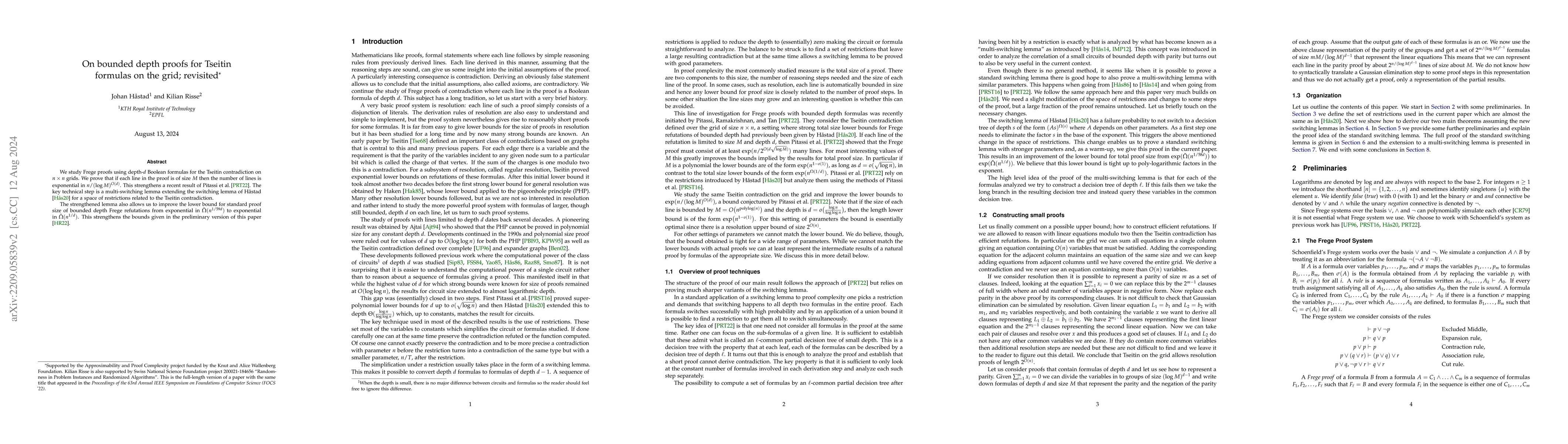 Thumbnail for On bounded depth proofs for Tseitin formulas on the grid; revisited