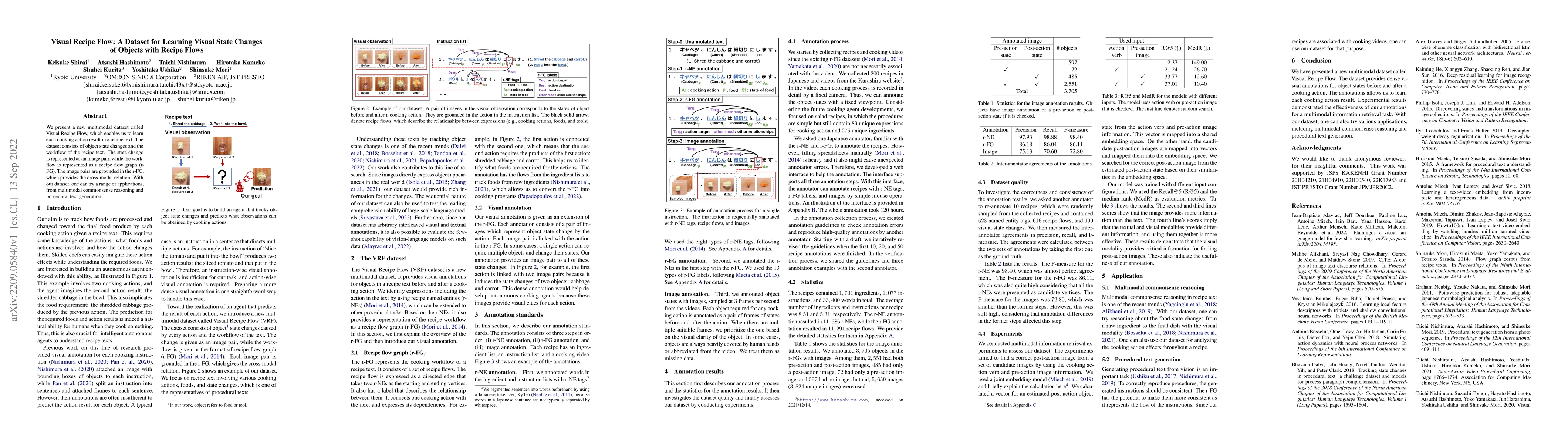Thumbnail for Visual Recipe Flow: A Dataset for Learning Visual State Changes of
  Objects with Recipe Flows
