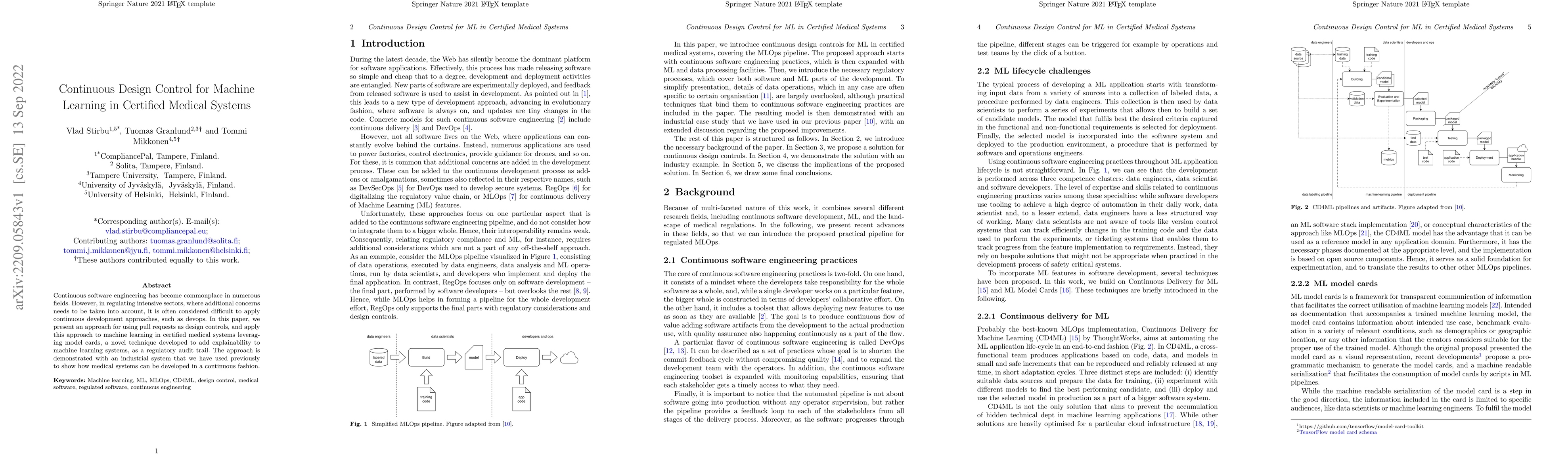 Thumbnail for Continuous Design Control for Machine Learning in Certified Medical
  Systems