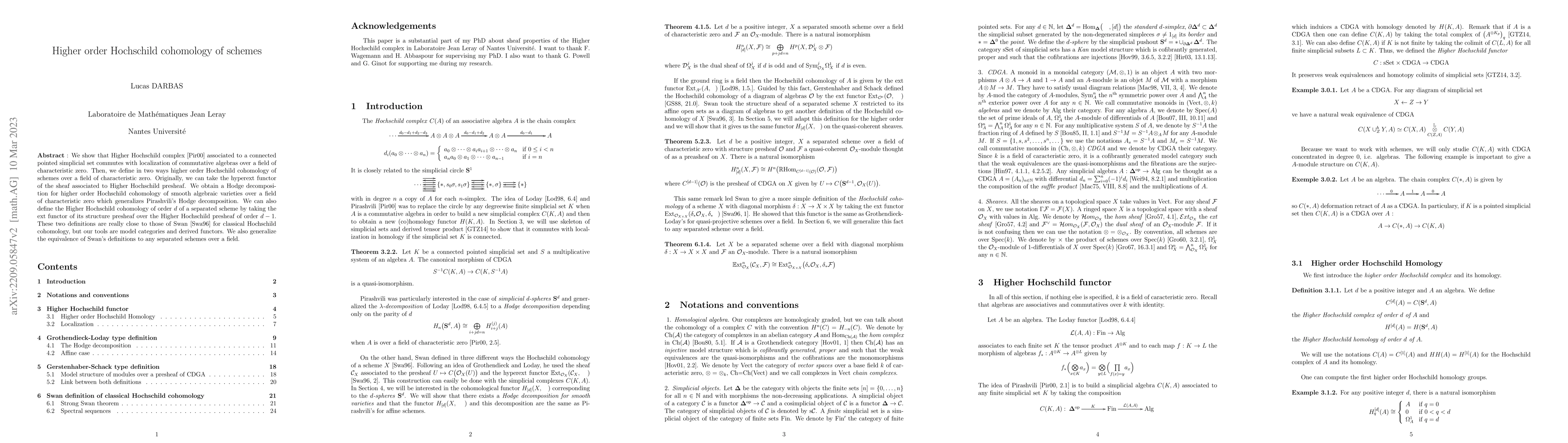 Thumbnail for Higher order Hochschild cohomology of schemes