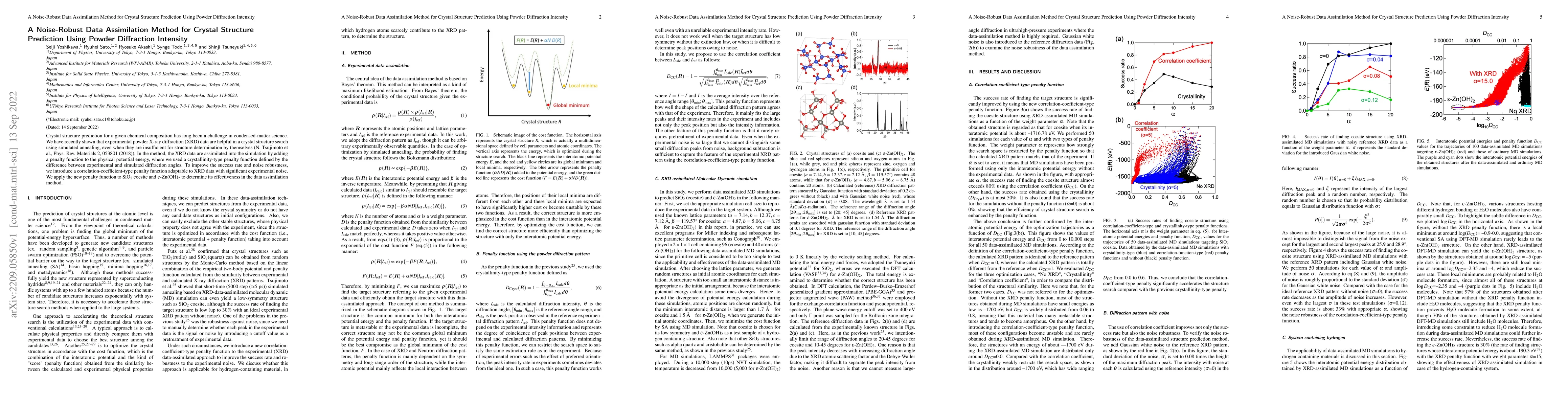 Thumbnail for A Noise-Robust Data Assimilation Method for Crystal Structure Prediction
  Using Powder Diffraction Intensity