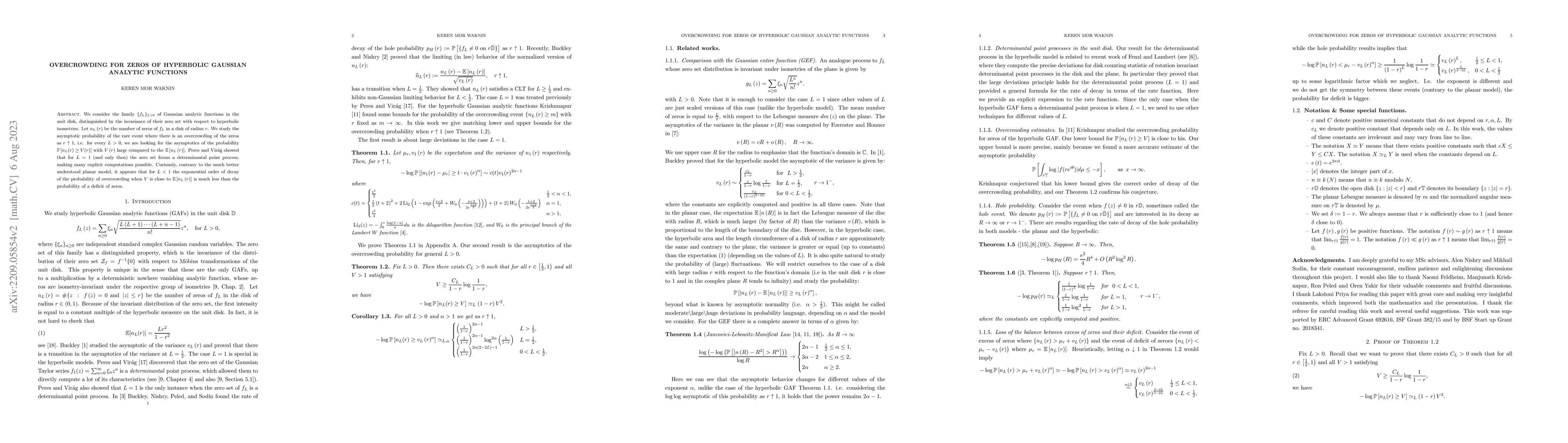 Thumbnail for Overcrowding for zeros of Hyperbolic Gaussian analytic functions