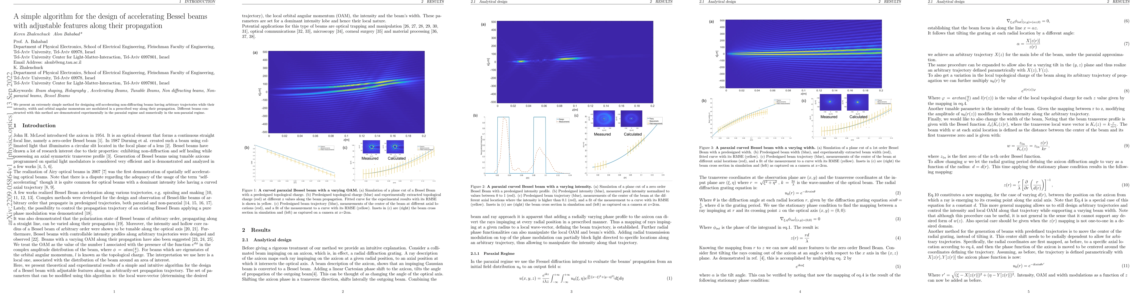 Thumbnail for A simple algorithm for the design of accelerating Bessel beams with
  adjustable features along their propagation