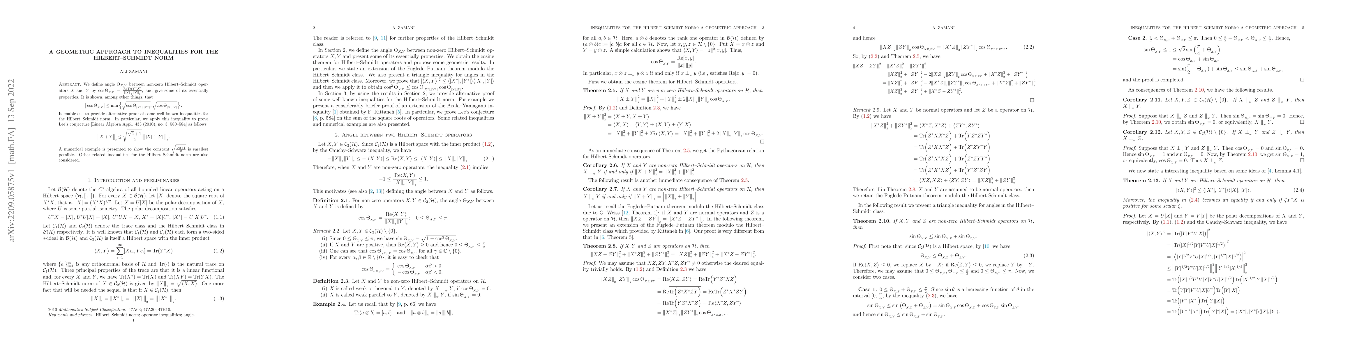 Thumbnail for A geometric approach to inequalities for the Hilbert--Schmidt norm