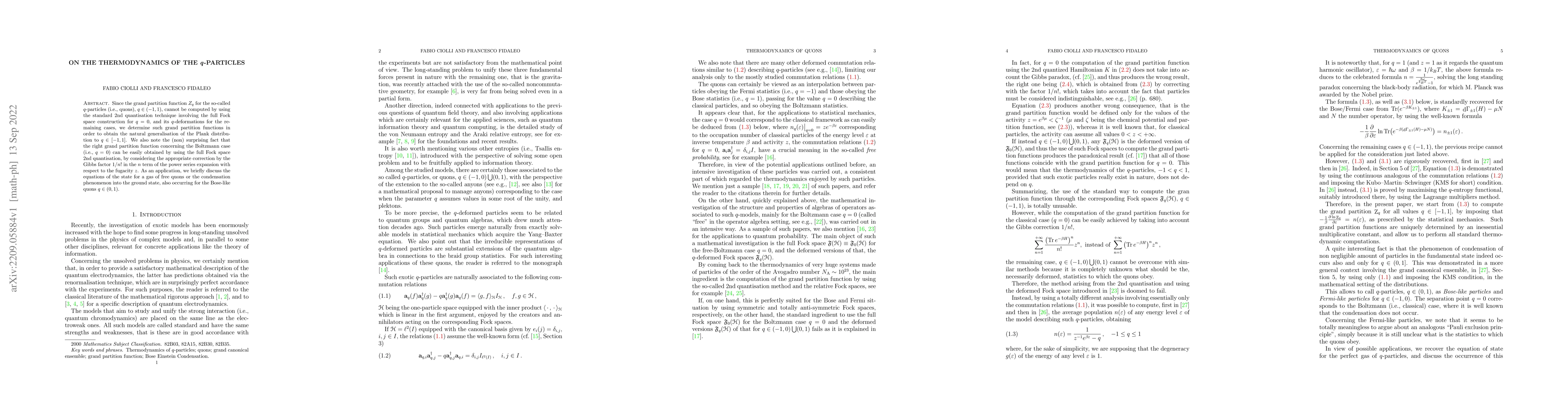 Thumbnail for On the Thermodynamics of the q-Particles