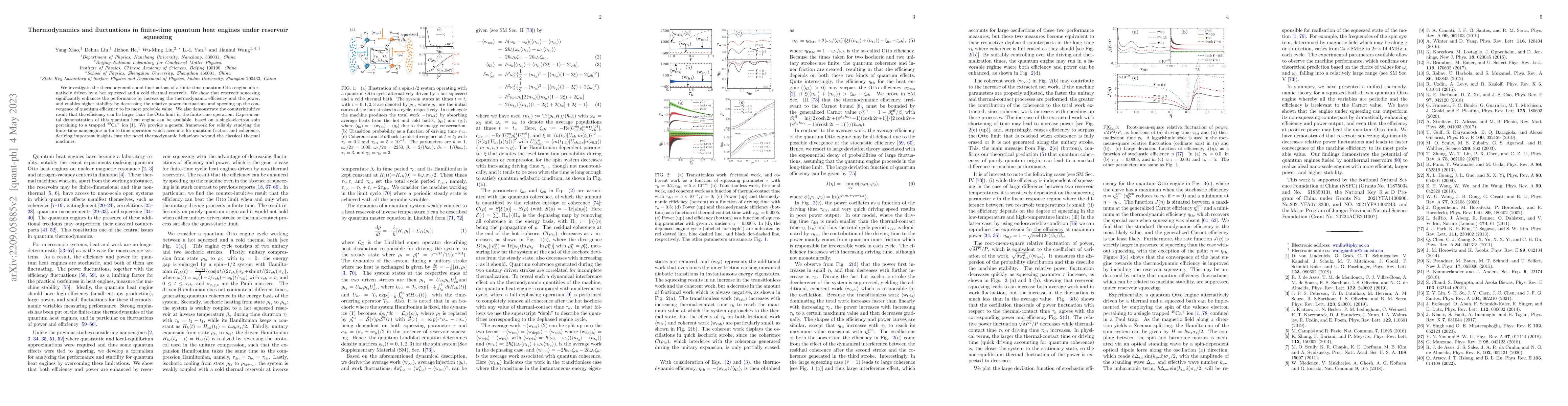 Thumbnail for Thermodynamics and Fluctuations in Quantum Heat Engines under Reservoir
  Squeezing