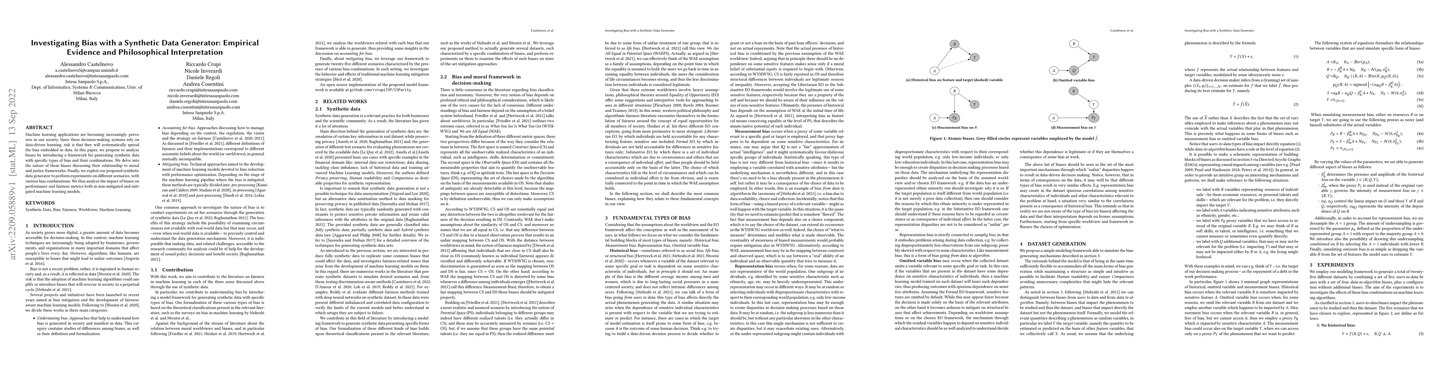 Thumbnail for Investigating Bias with a Synthetic Data Generator: Empirical Evidence
  and Philosophical Interpretation