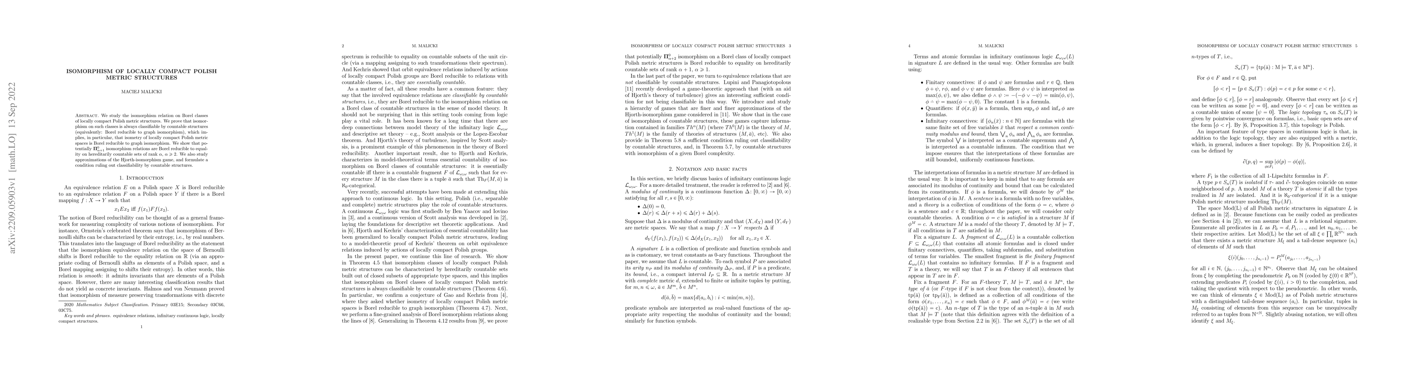 Thumbnail for Isomorphism of locally compact Polish metric structures