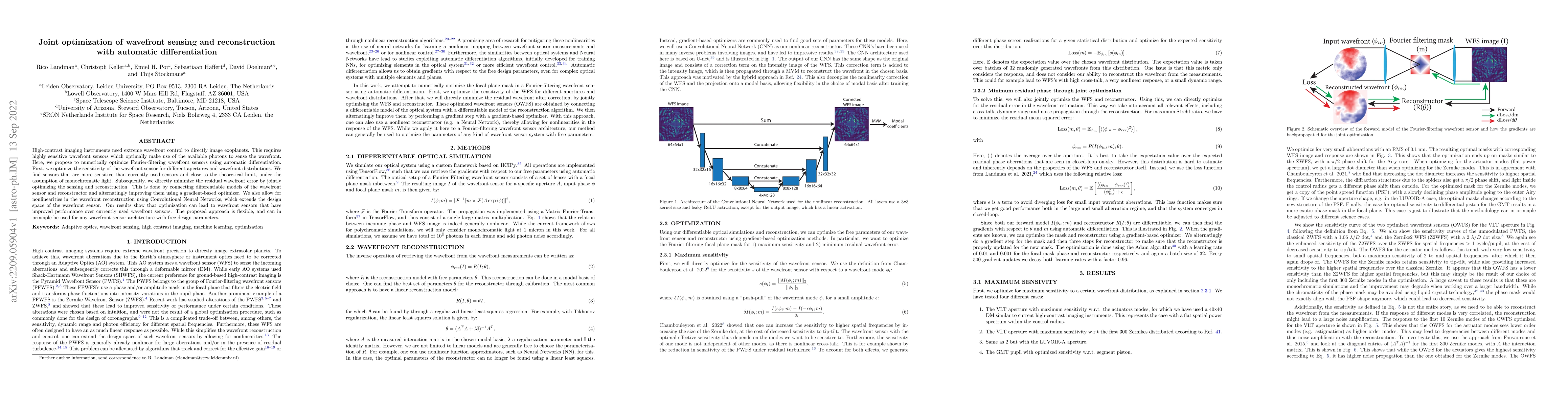 Thumbnail for Joint optimization of wavefront sensing and reconstruction with
  automatic differentiation
