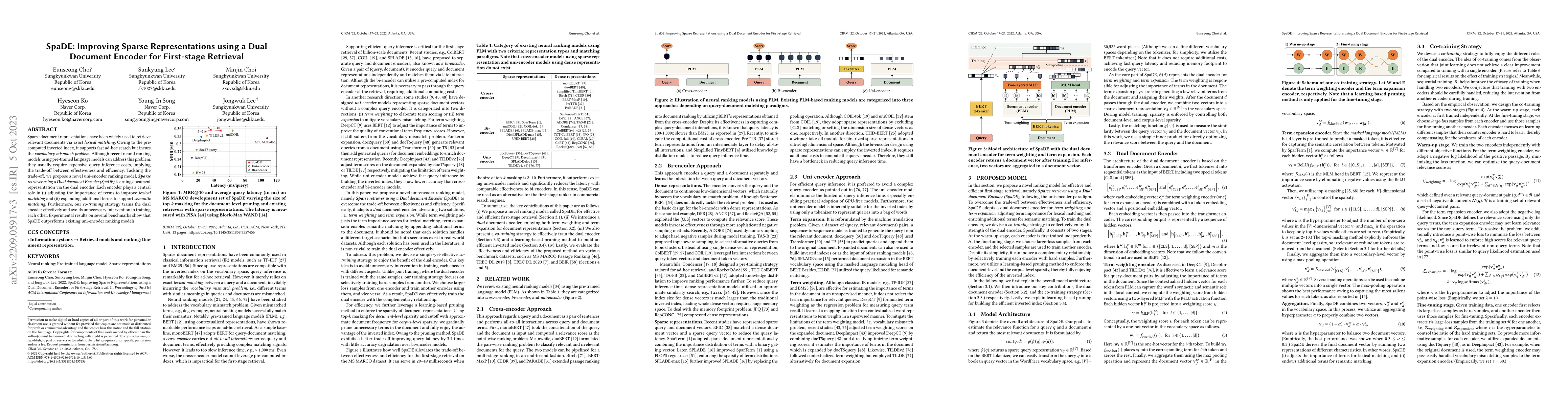 Thumbnail for SpaDE: Improving Sparse Representations using a Dual Document Encoder
  for First-stage Retrieval