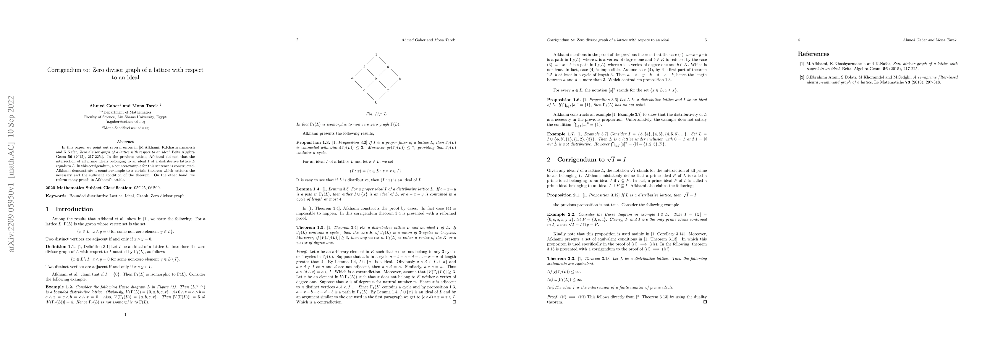 Thumbnail for Corrigendum to: Zero divisor gragh of a lattice with respect to an ideal