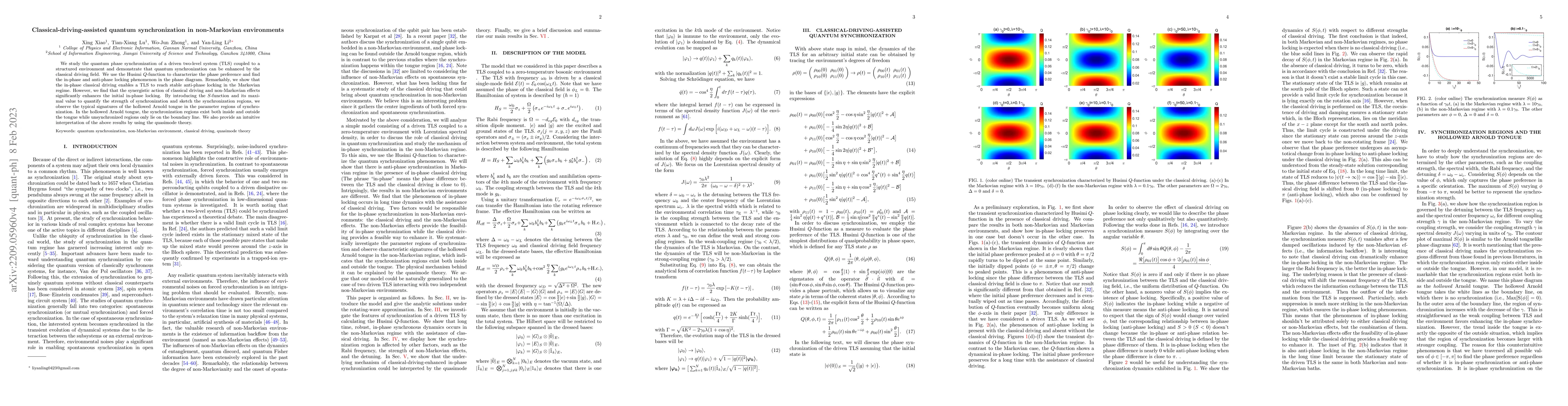 Thumbnail for Classical-driving-assisted quantum synchronization in non-Markovian
  environments