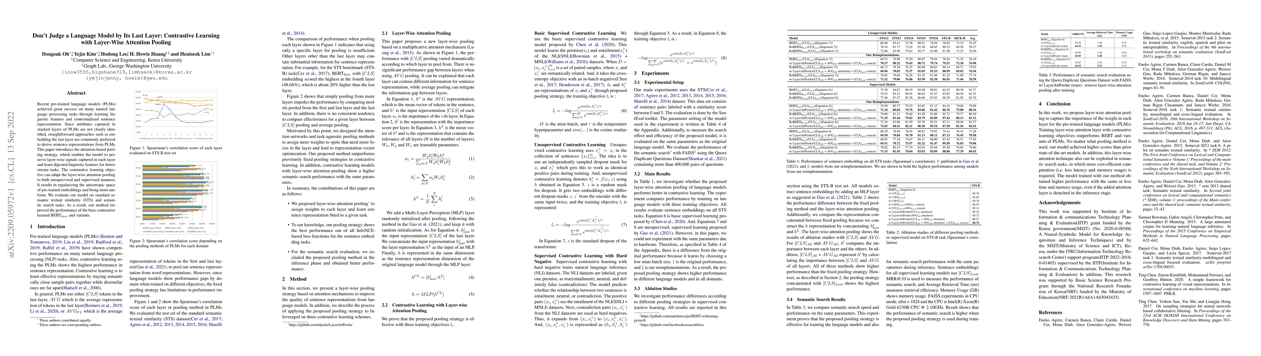 Thumbnail for Don't Judge a Language Model by Its Last Layer: Contrastive Learning
  with Layer-Wise Attention Pooling