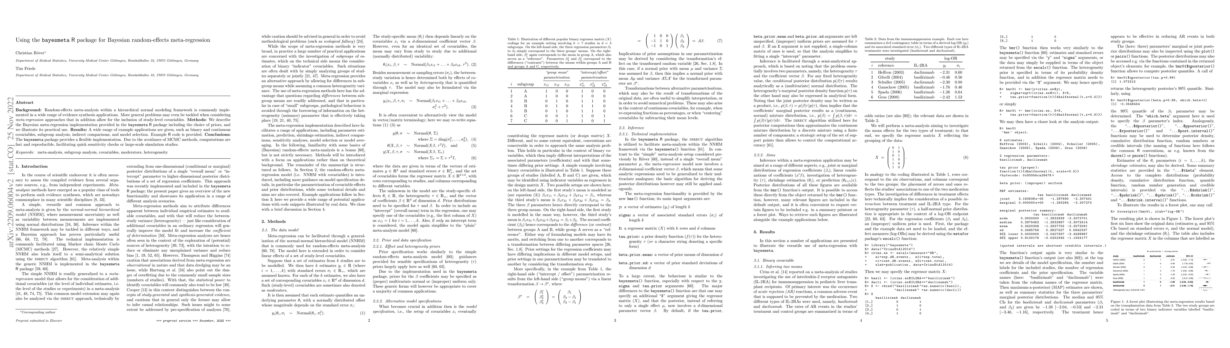Thumbnail for Using the bayesmeta R package for Bayesian random-effects
  meta-regression