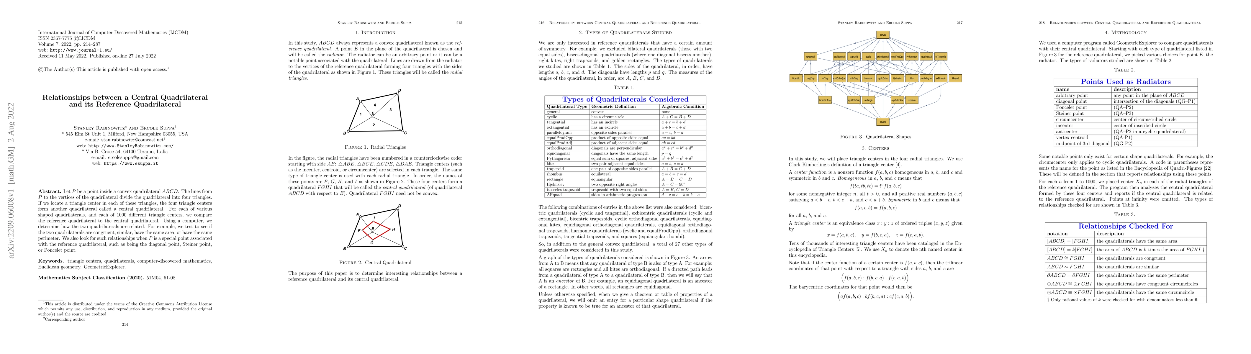Thumbnail for Relationships between a Central Quadrilateral and its Reference
  Quadrilateral