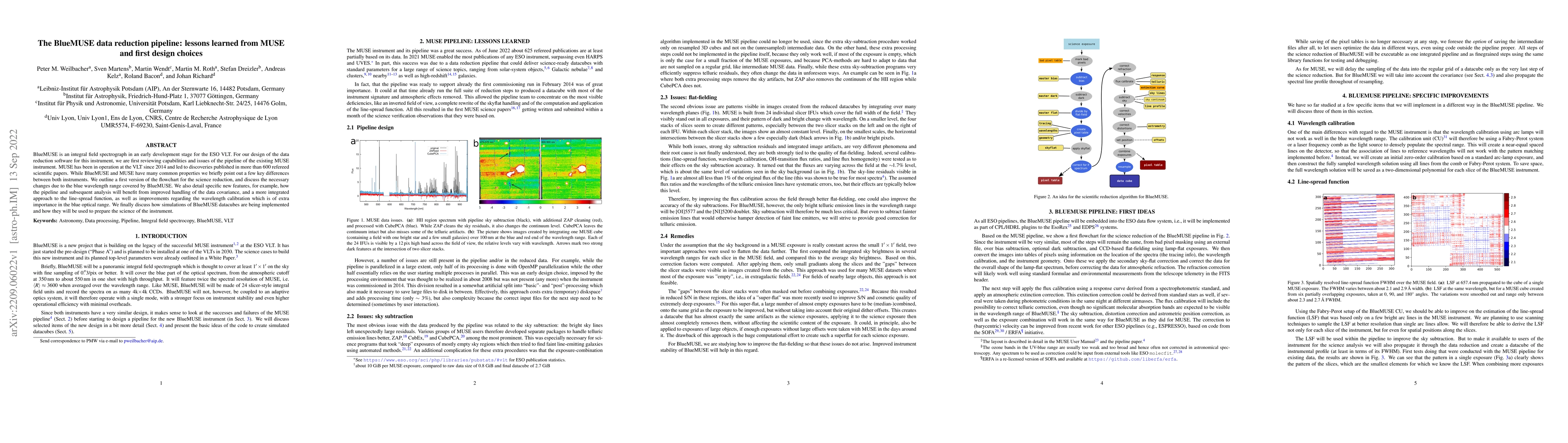 Thumbnail for The BlueMUSE data reduction pipeline: lessons learned from MUSE and
  first design choices
