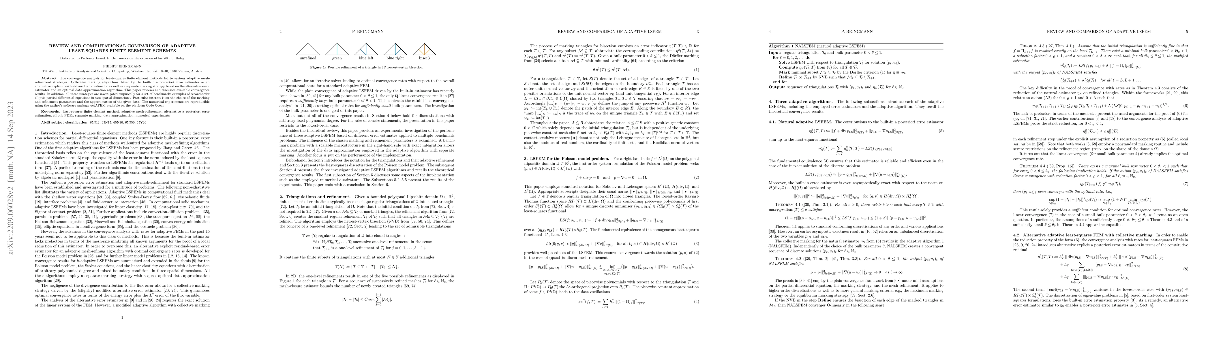 Thumbnail for Review and computational comparison of adaptive least-squares finite
  element schemes