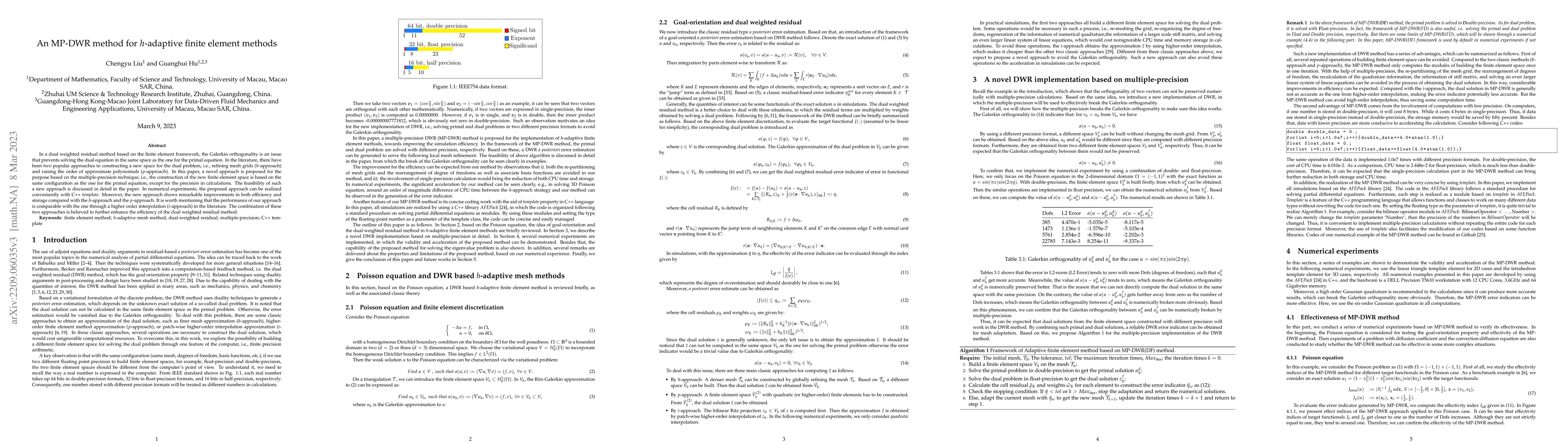Thumbnail for An MP-DWR method for $h$-adaptive finite element methods