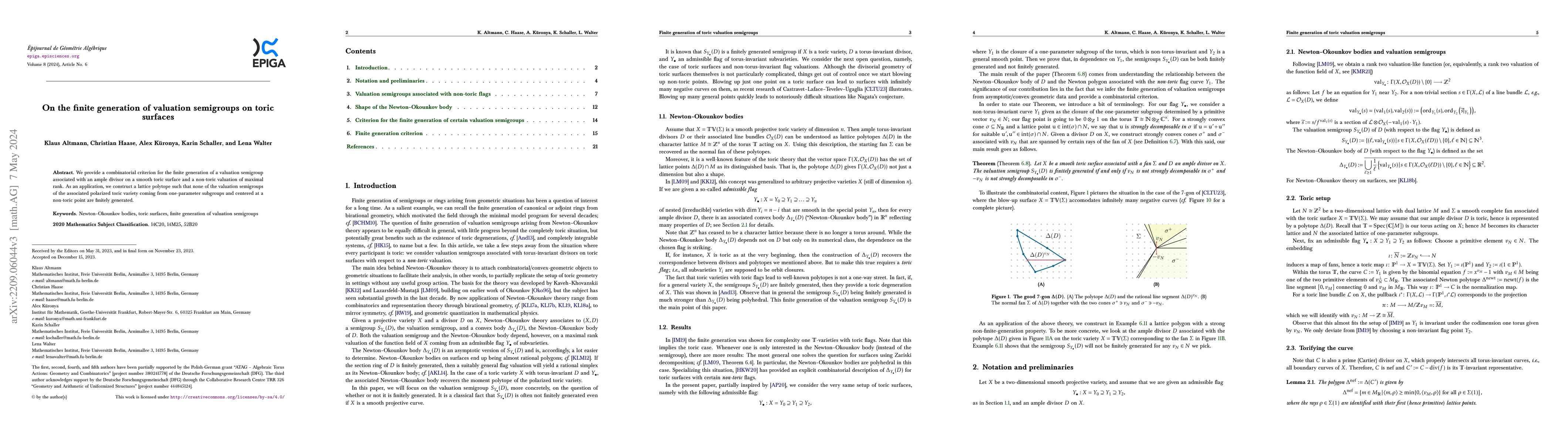 Thumbnail for On the finite generation of valuation semigroups on toric surfaces