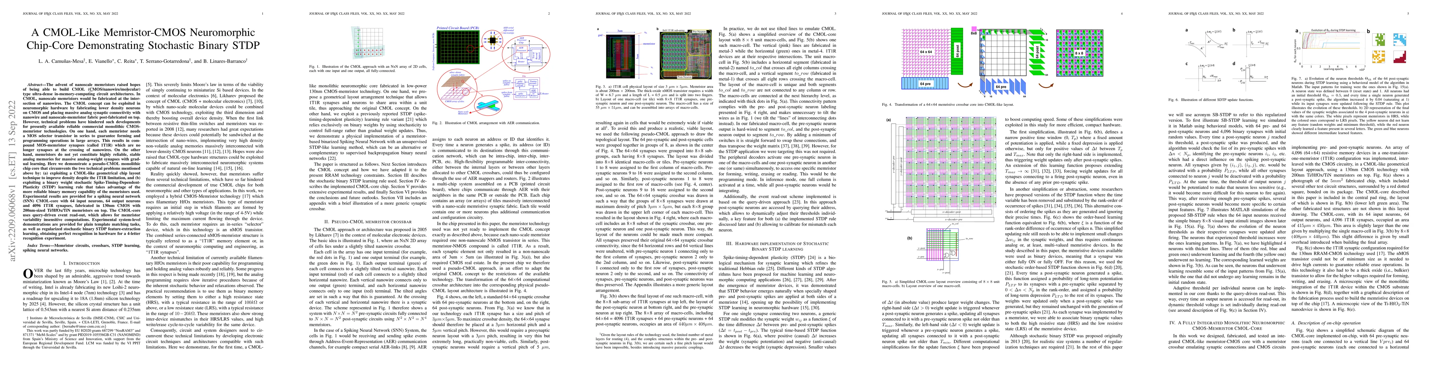 Thumbnail for A CMOL-Like Memristor-CMOS Neuromorphic Chip-Core Demonstrating
  Stochastic Binary STDP