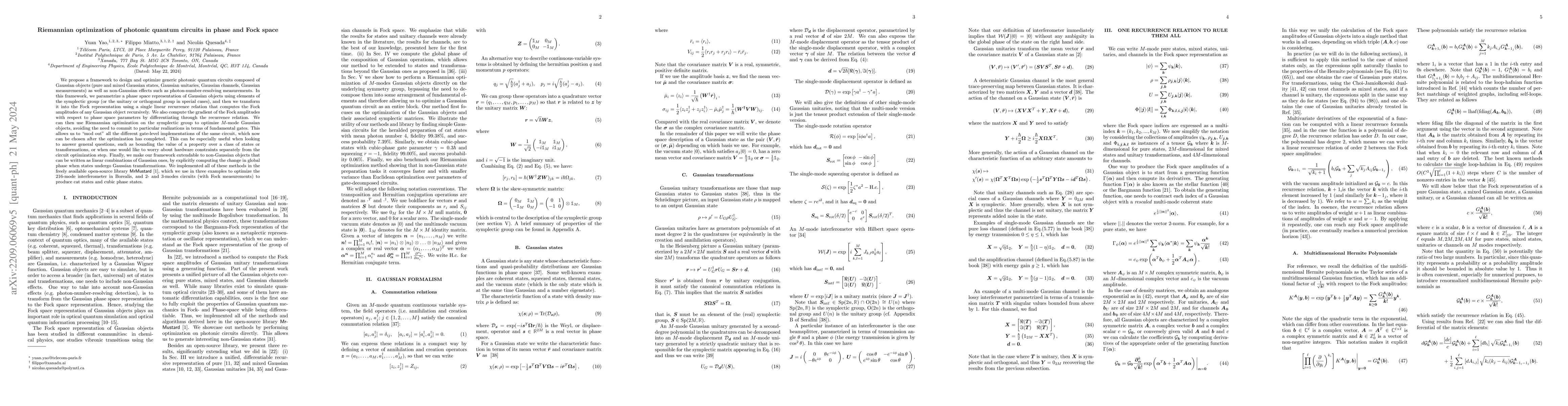 Thumbnail for Riemannian optimization of photonic quantum circuits in phase and Fock
  space