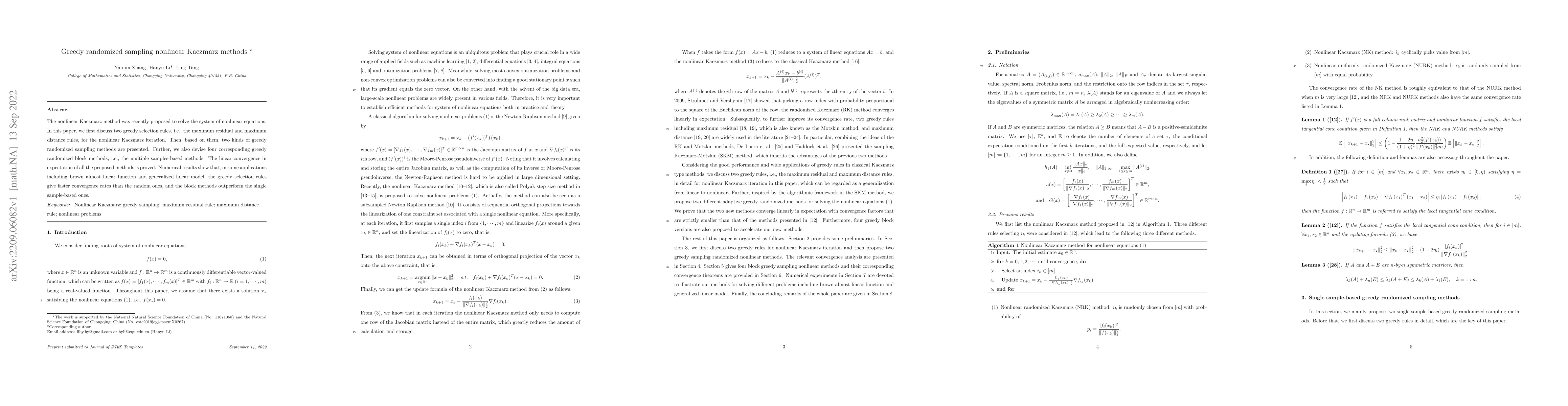 Thumbnail for Greedy randomized sampling nonlinear Kaczmarz methods