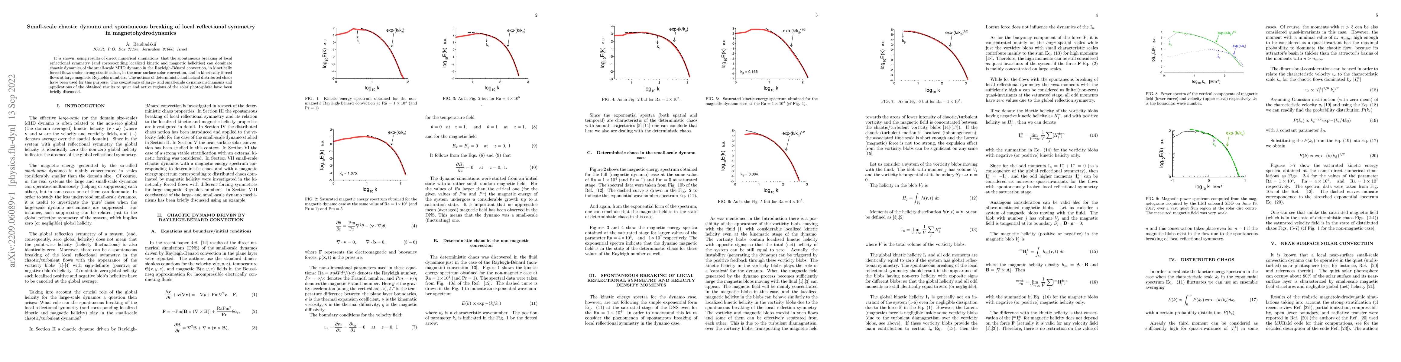 Thumbnail for Small-scale chaotic dynamo and spontaneous breaking of local
  reflectional symmetry in magnetohydrodynamics