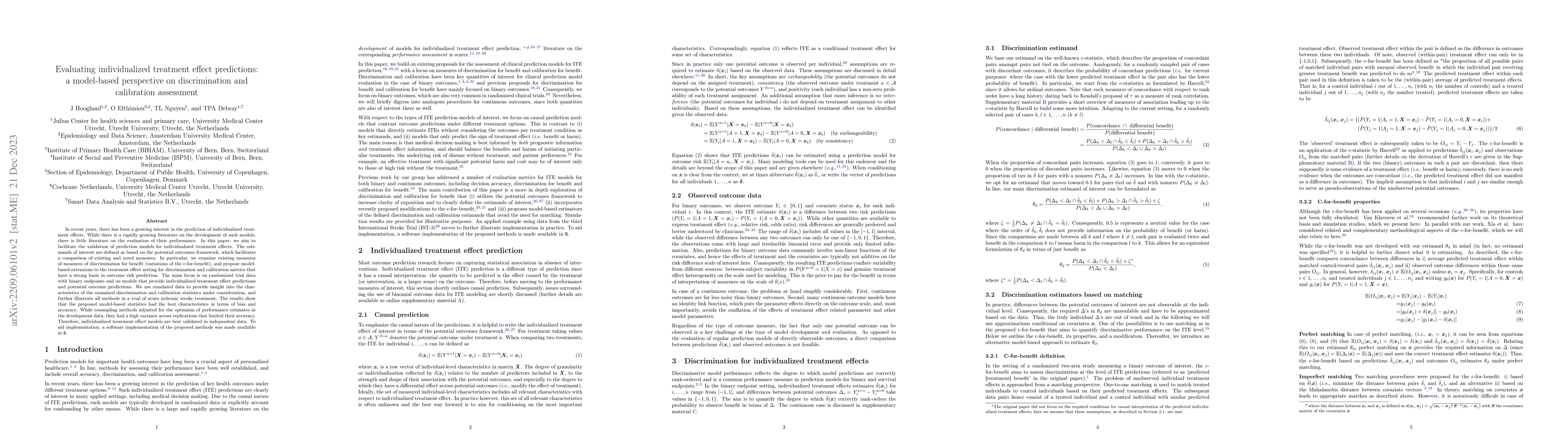 Thumbnail for Evaluating individualized treatment effect predictions: a model-based
  perspective on discrimination and calibration assessment