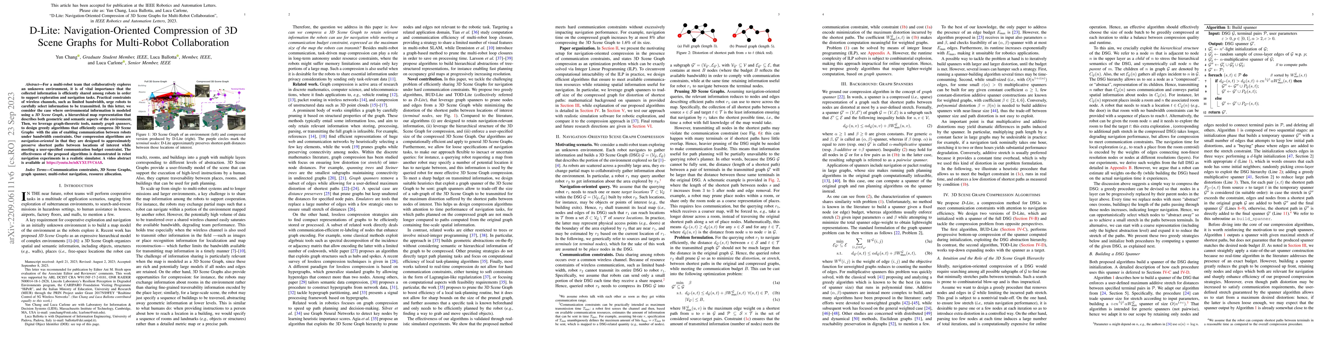 Thumbnail for D-Lite: Navigation-Oriented Compression of 3D Scene Graphs for
  Multi-Robot Collaboration