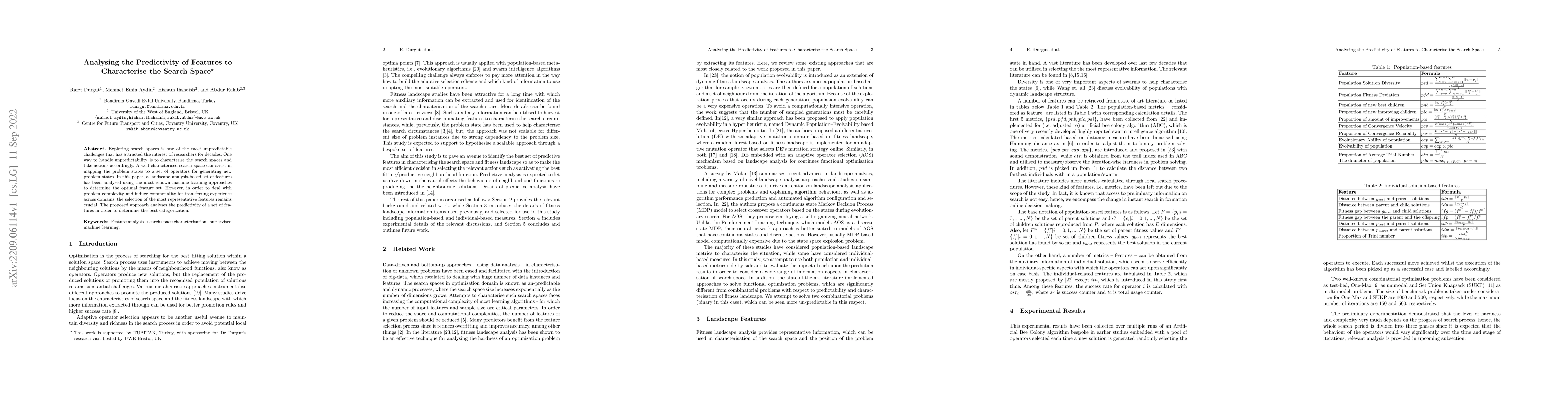 Thumbnail for Analysing the Predictivity of Features to Characterise the Search Space