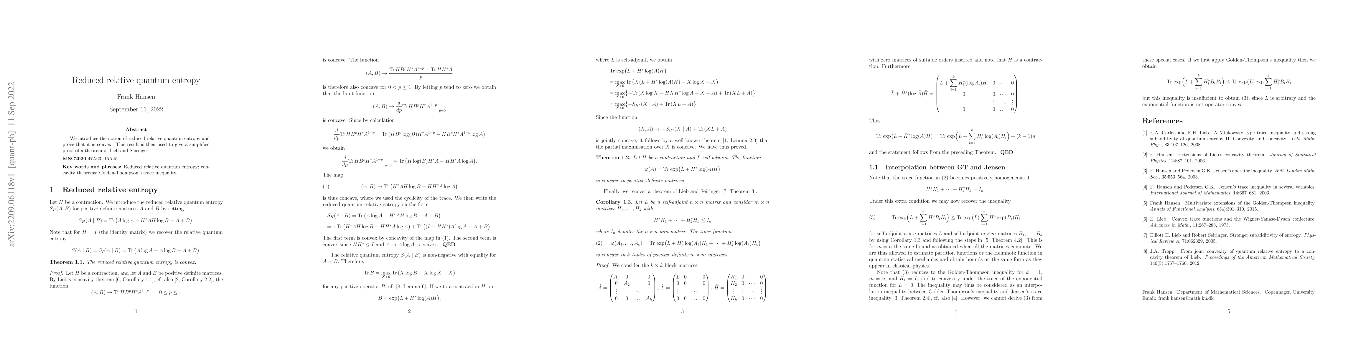 Thumbnail for Reduced relative quantum entropy