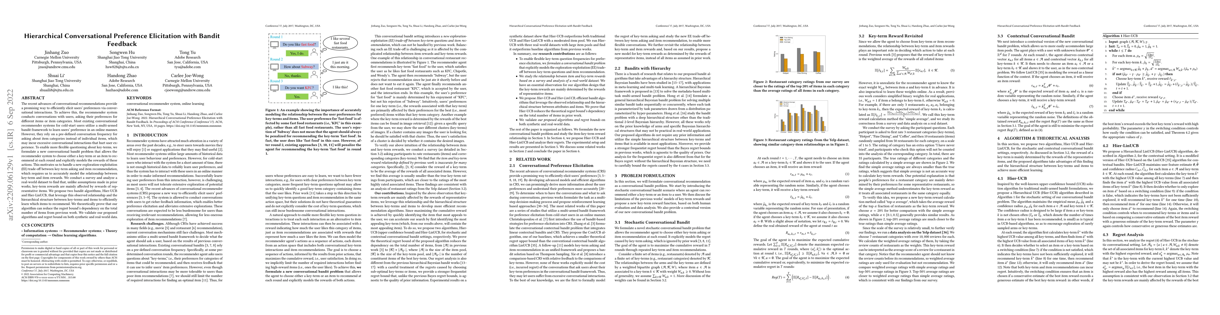 Thumbnail for Hierarchical Conversational Preference Elicitation with Bandit Feedback