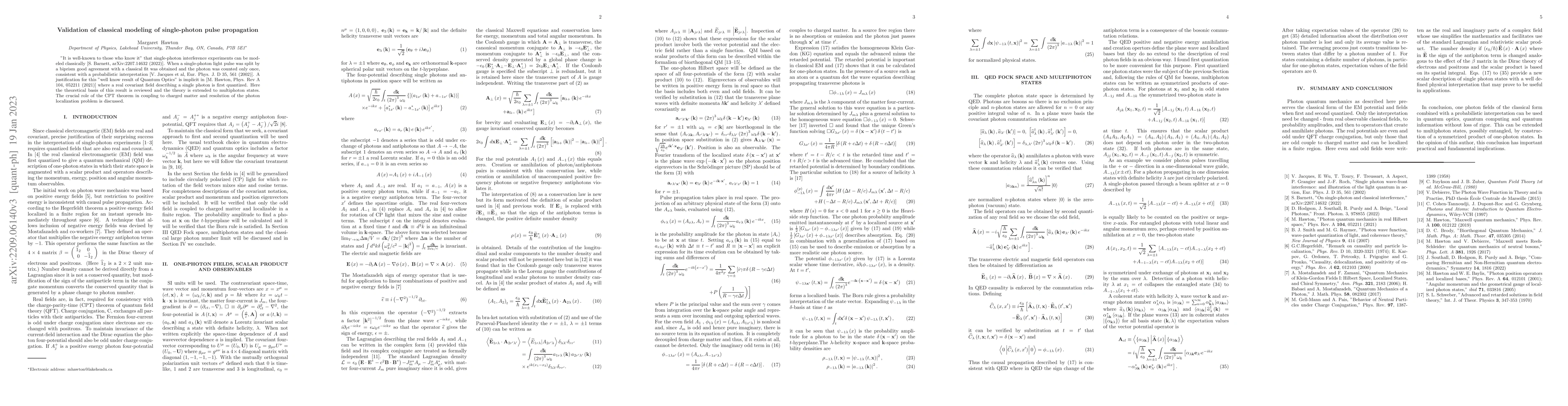 Thumbnail for Validation of classical modeling of single-photon pulse propagation