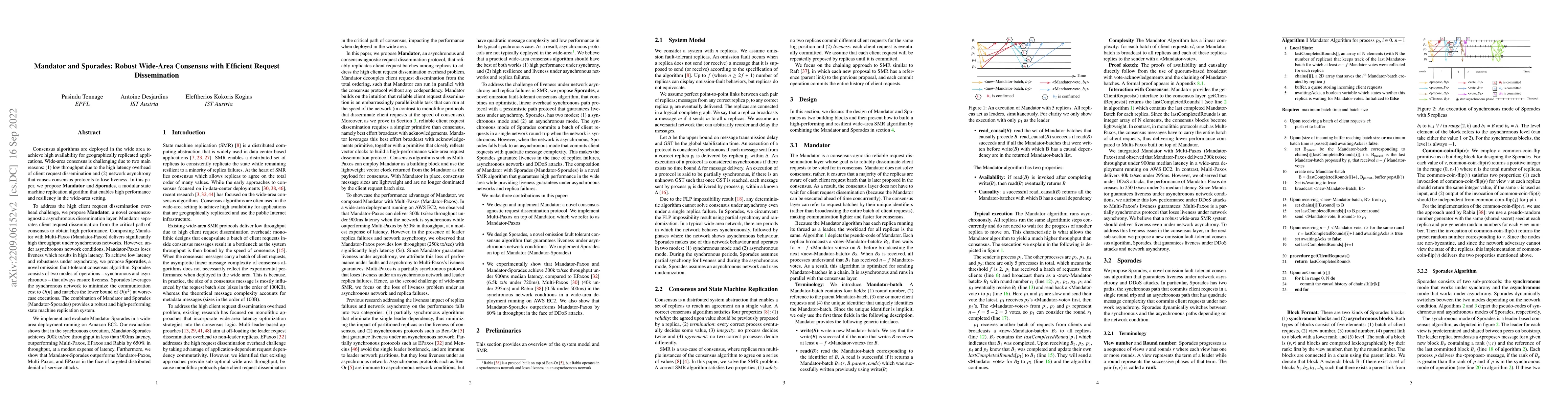 Thumbnail for Mandator and Sporades: Robust Wide-Area Consensus with Efficient Request
  Dissemination