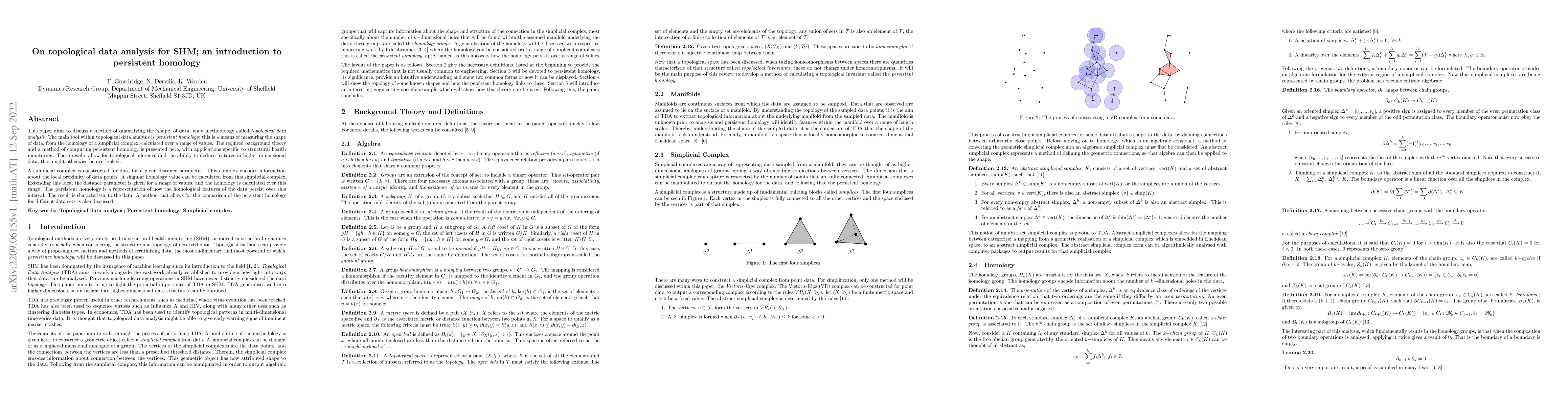 Thumbnail for On topological data analysis for SHM; an introduction to persistent
  homology