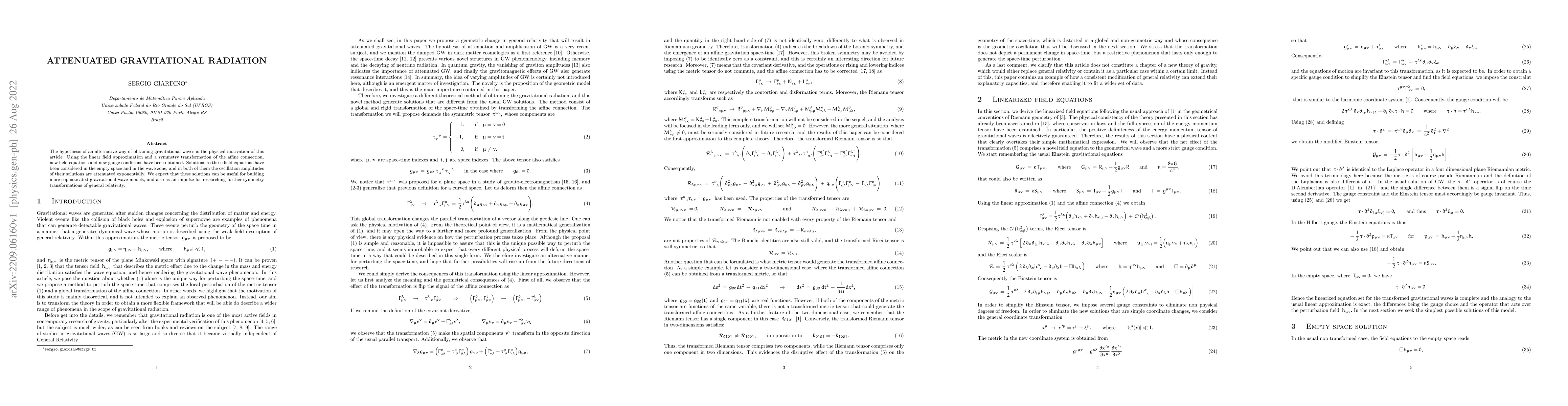 Thumbnail for Attenuated gravitational radiation