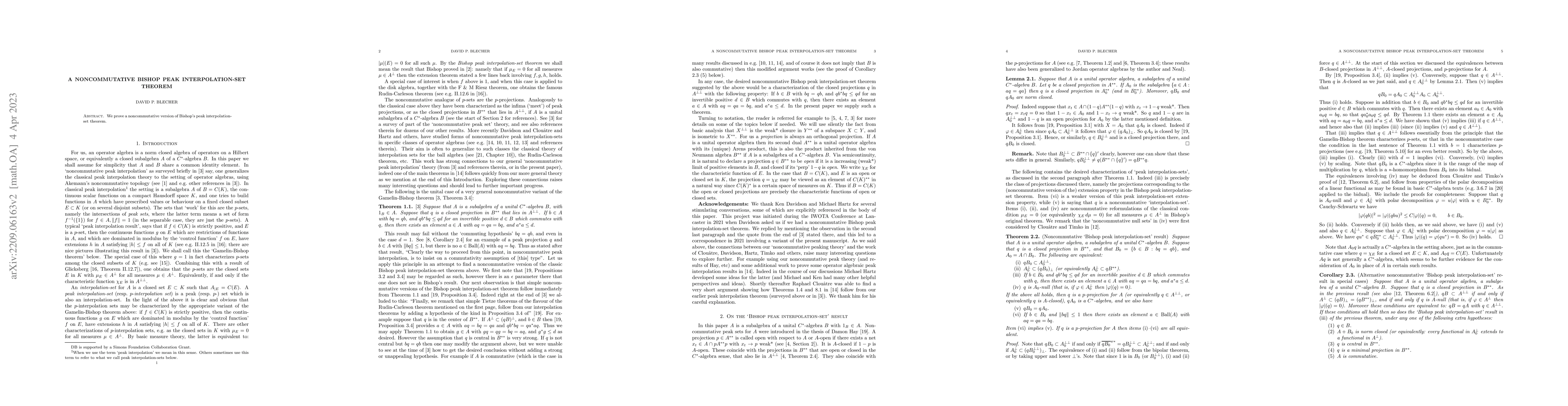 Thumbnail for A noncommutative Bishop peak interpolation-set theorem