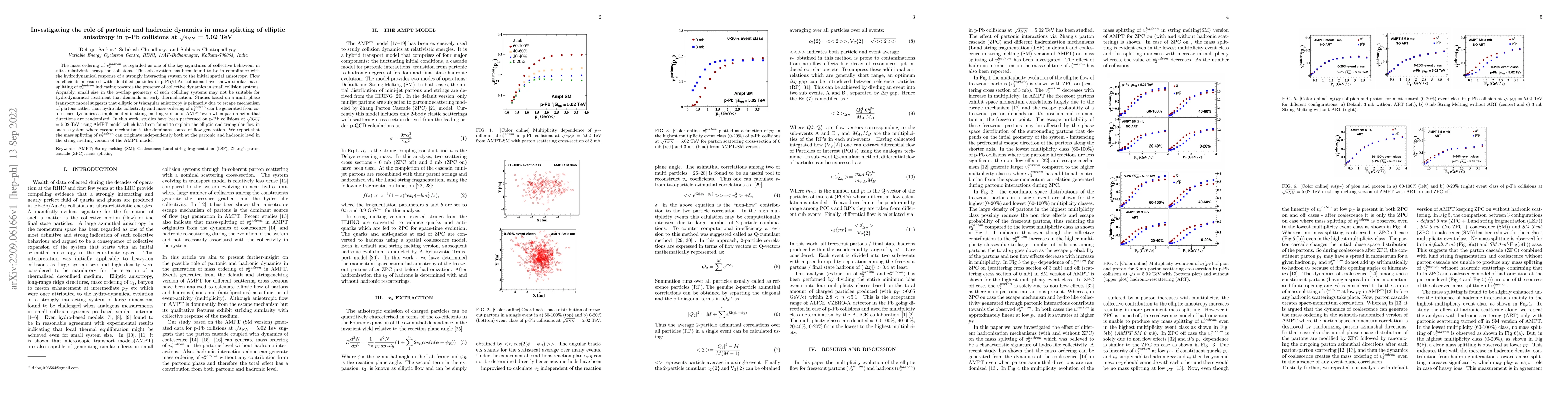 Thumbnail for Investigating the role of partonic and hadronic dynamics in mass
  splitting of elliptic anisotropy in p-Pb collisions at $\sqrt{s_{NN}}$ = 5.02
  TeV