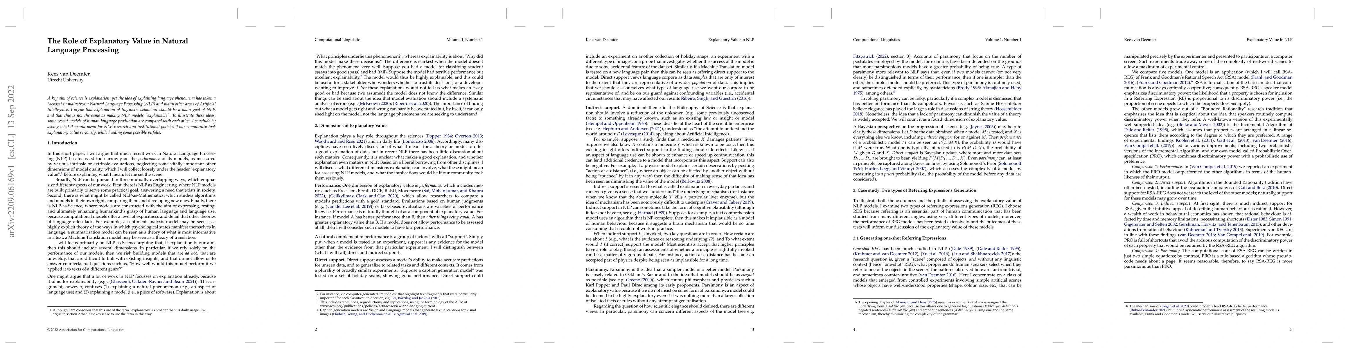 Thumbnail for The Role of Explanatory Value in Natural Language Processing