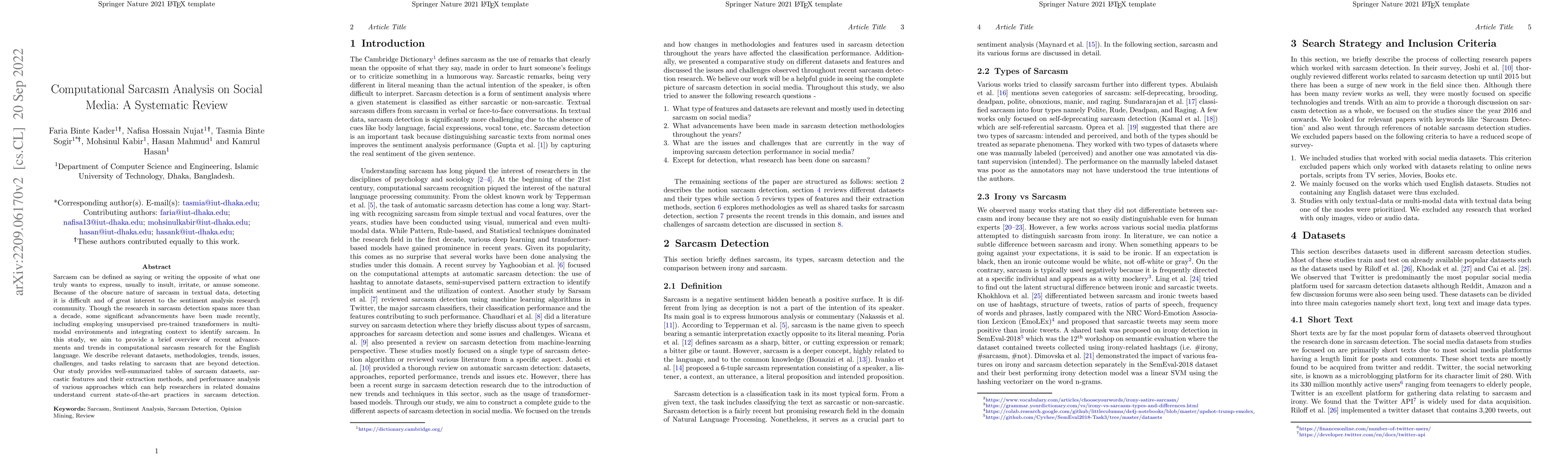 Thumbnail for Computational Sarcasm Analysis on Social Media: A Systematic Review