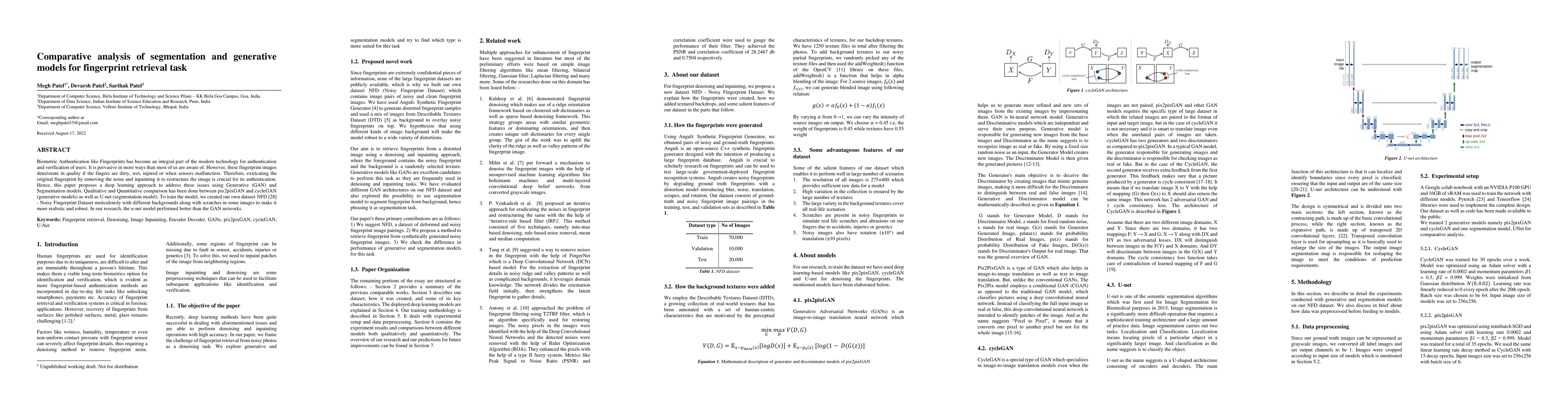 Thumbnail for Comparative analysis of segmentation and generative models for
  fingerprint retrieval task