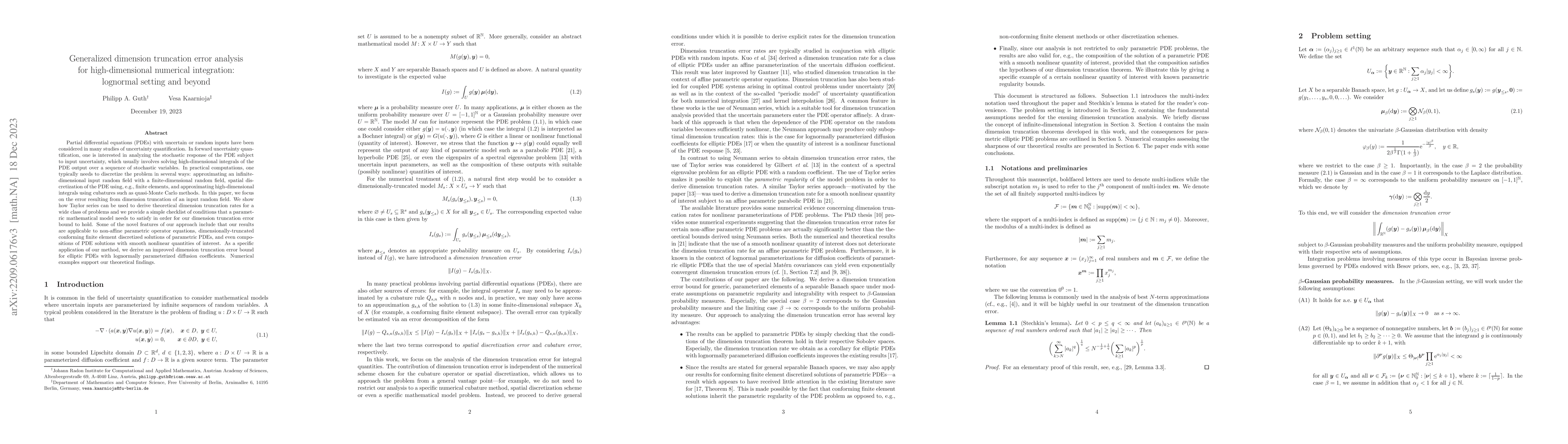 Thumbnail for Generalized dimension truncation error analysis for high-dimensional
  numerical integration: lognormal setting and beyond