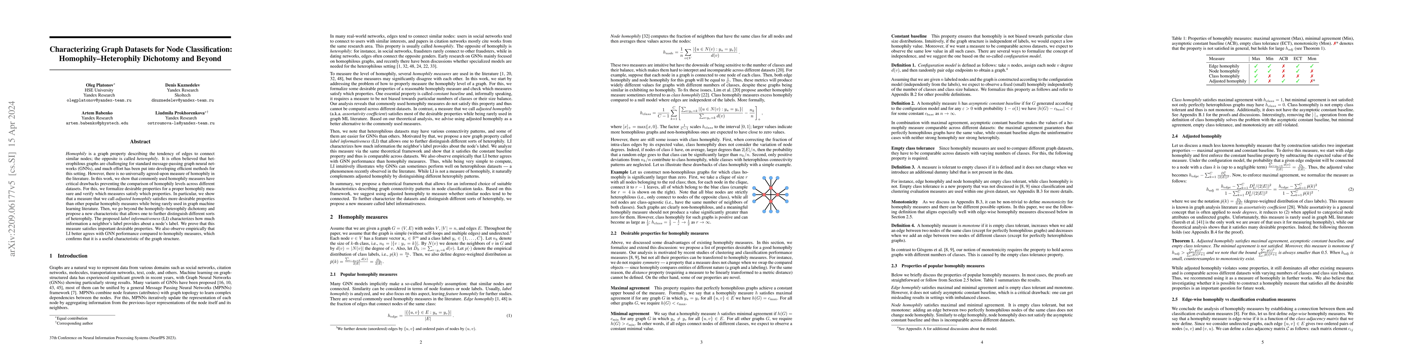 Thumbnail for Characterizing Graph Datasets for Node Classification:
  Homophily-Heterophily Dichotomy and Beyond