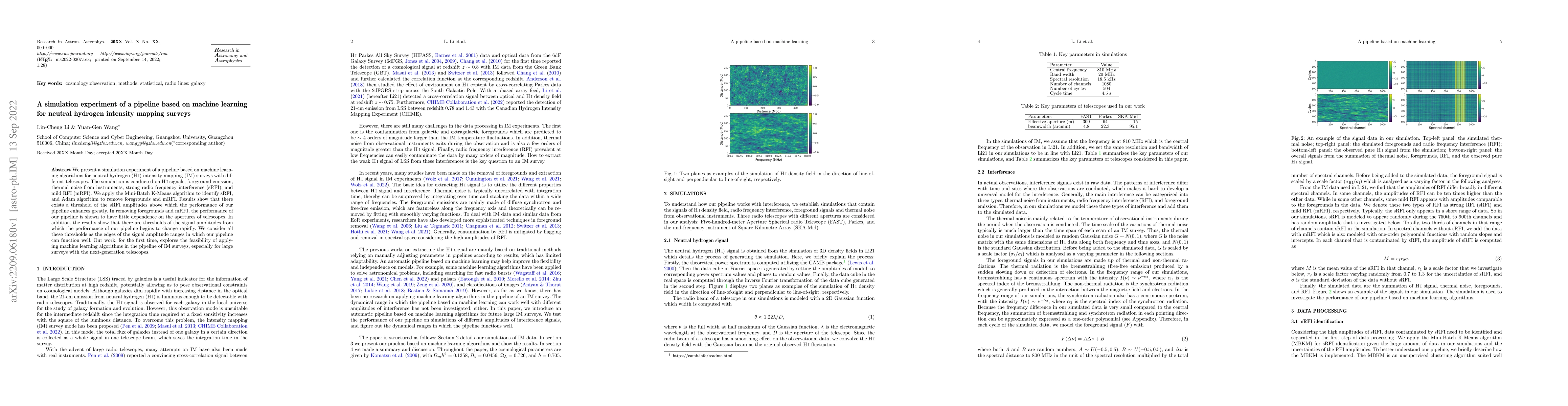 Thumbnail for A simulation experiment of a pipeline based on machine learning for
  neutral hydrogen intensity mapping surveys