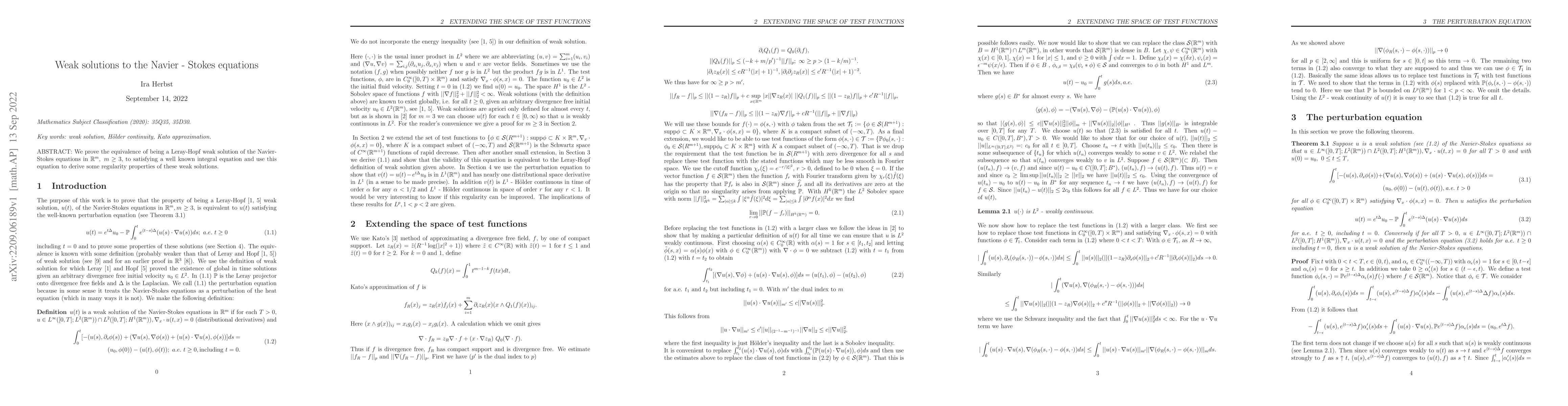 Thumbnail for Weak solutions to the Navier-Stokes equations