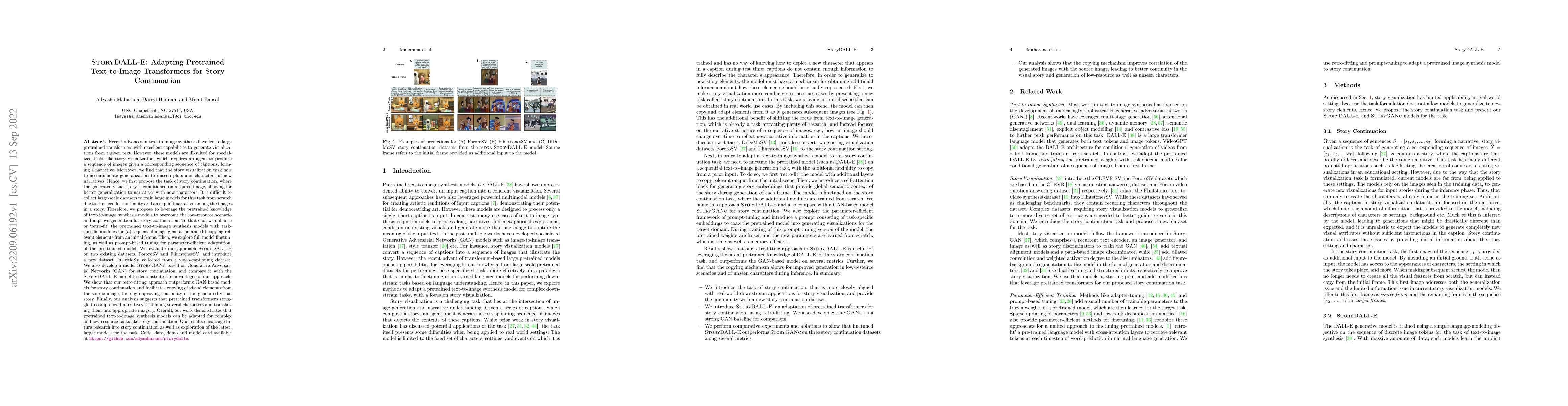 Thumbnail for StoryDALL-E: Adapting Pretrained Text-to-Image Transformers for Story
  Continuation