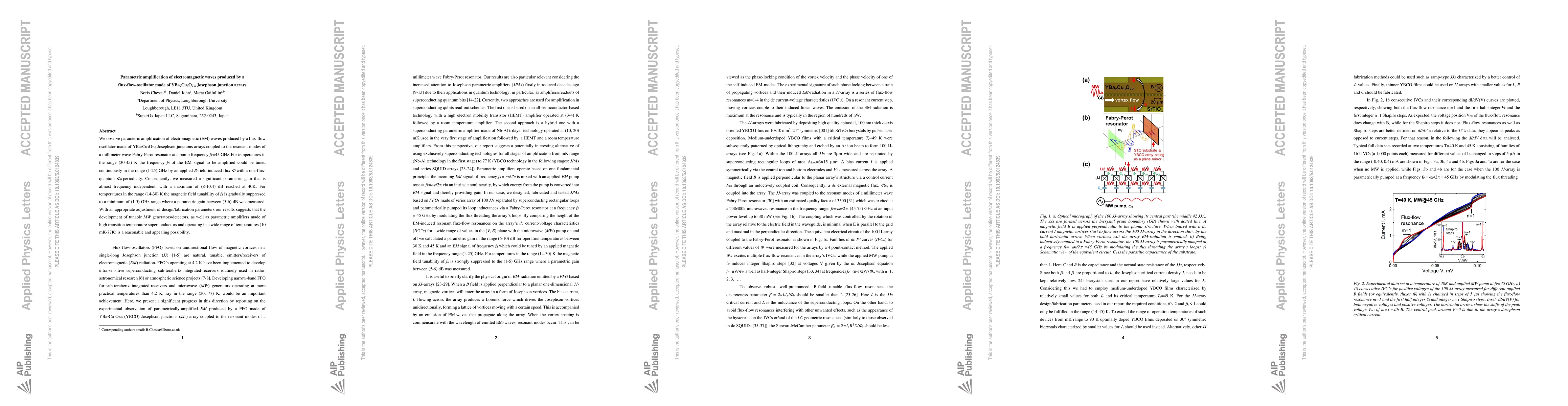 Thumbnail for Parametric amplification of electromagnetic waves produced by a
  flux-flow-oscillator made of YBaCuO Josephson junction arrays